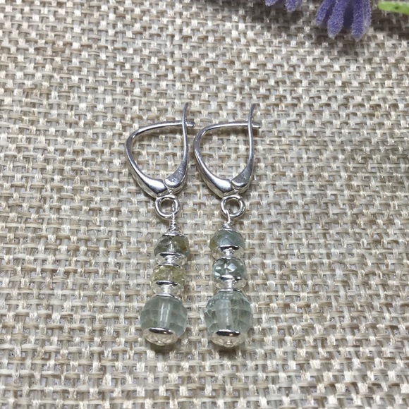 Minimalist Aquamarine And Sterling Silver Earrings - Picture 3 of 8